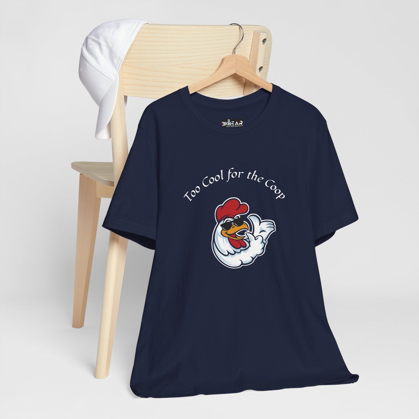 To Cool For The Coop- Chillin' Chicken Graphic. Unisex Jersey Short Sleeve Tee
