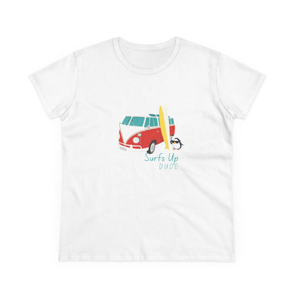 Surfs Up Dude. Women's Midweight Cotton Tee