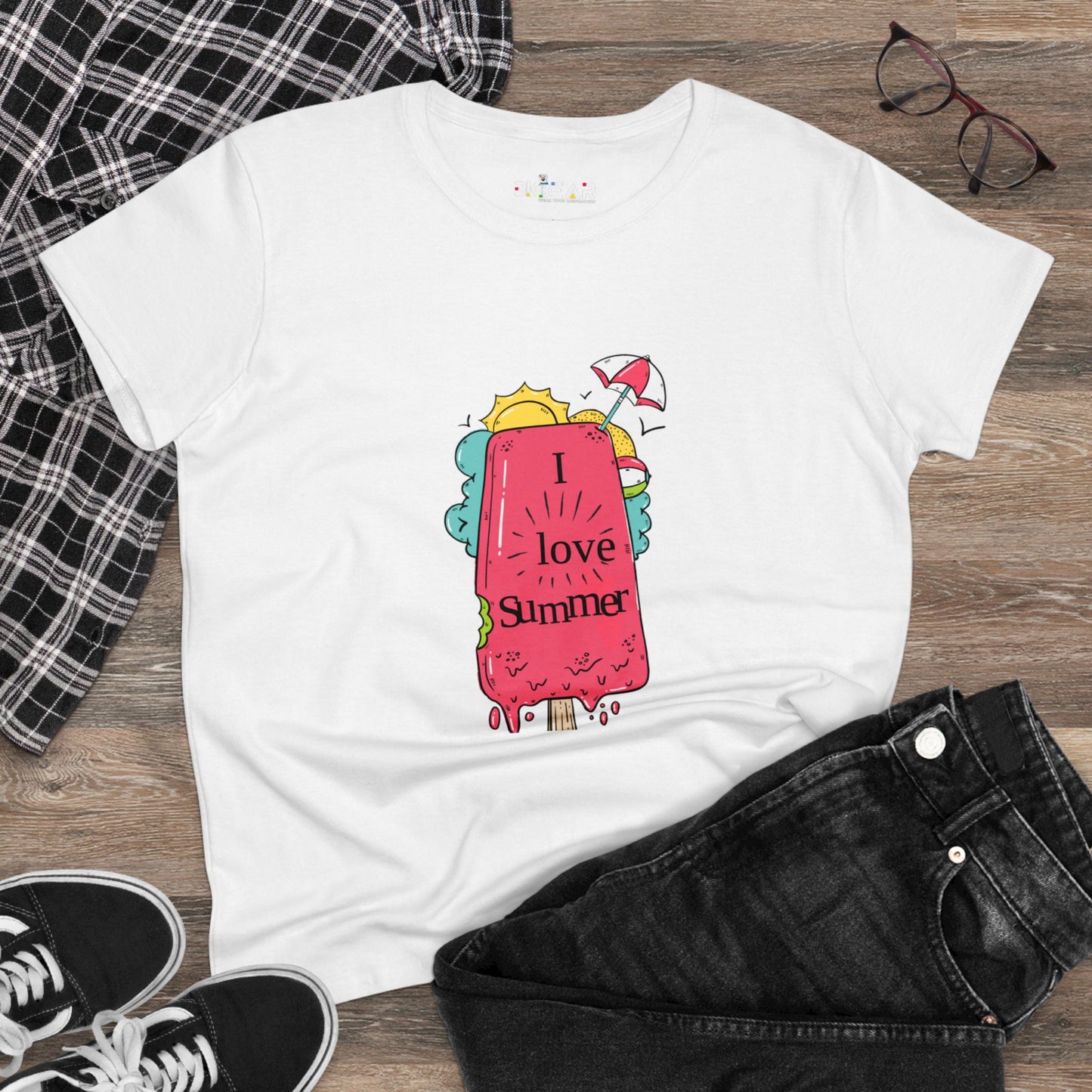 I Love Summer. Women's Midweight Cotton Tee