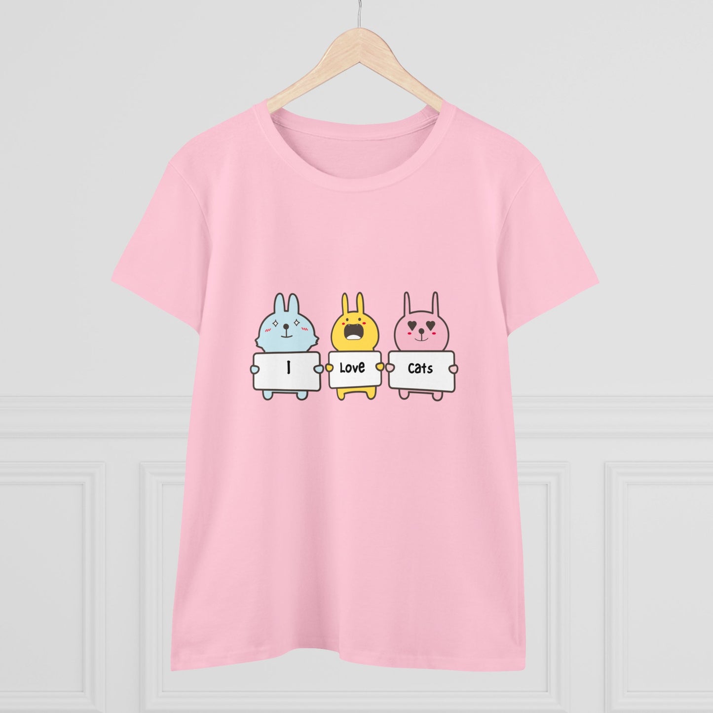 I Love Cats. Women's Midweight Cotton Tee