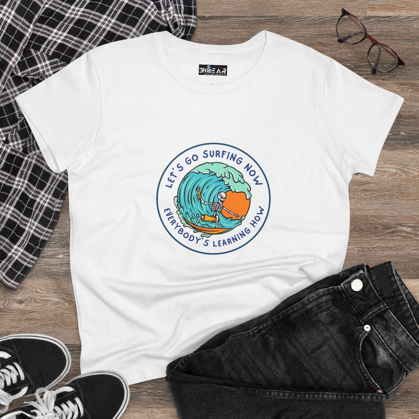 Let's Go Surfing Now. Everybody's Learning How. Women's Midweight Cotton Tee