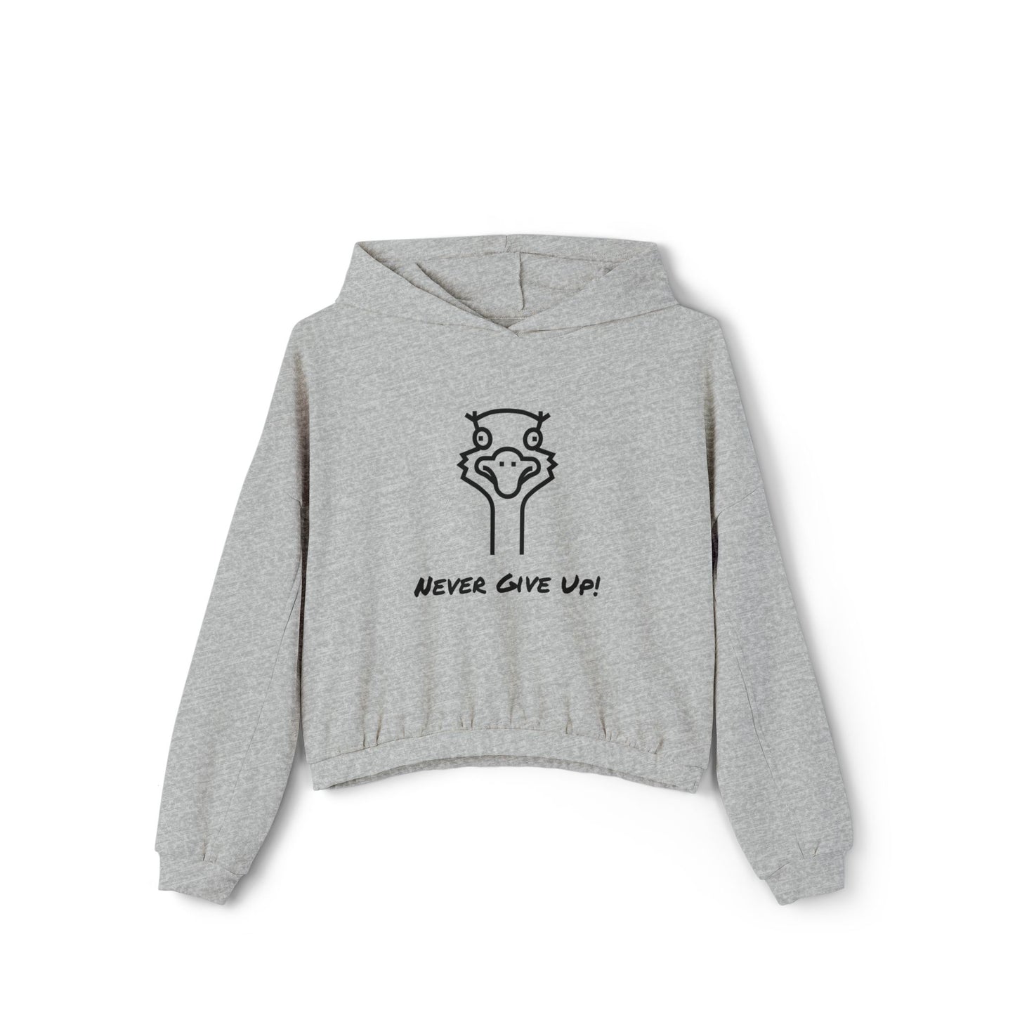 Never Give Up. Oscar The Ostrich and JimmyV Never Gave Up. Women's Cinched Bottom Hoodie