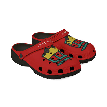 Red Summer Vibing Van Rubber Clogs For Men