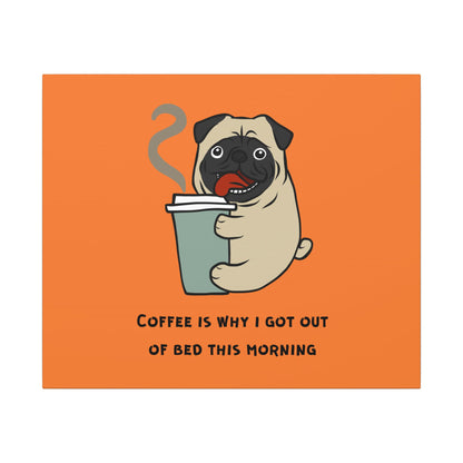 Pete The Bull Dog. Coffee Is Why I Got Out of Bed This Morning. Canvas Gallery Wraps