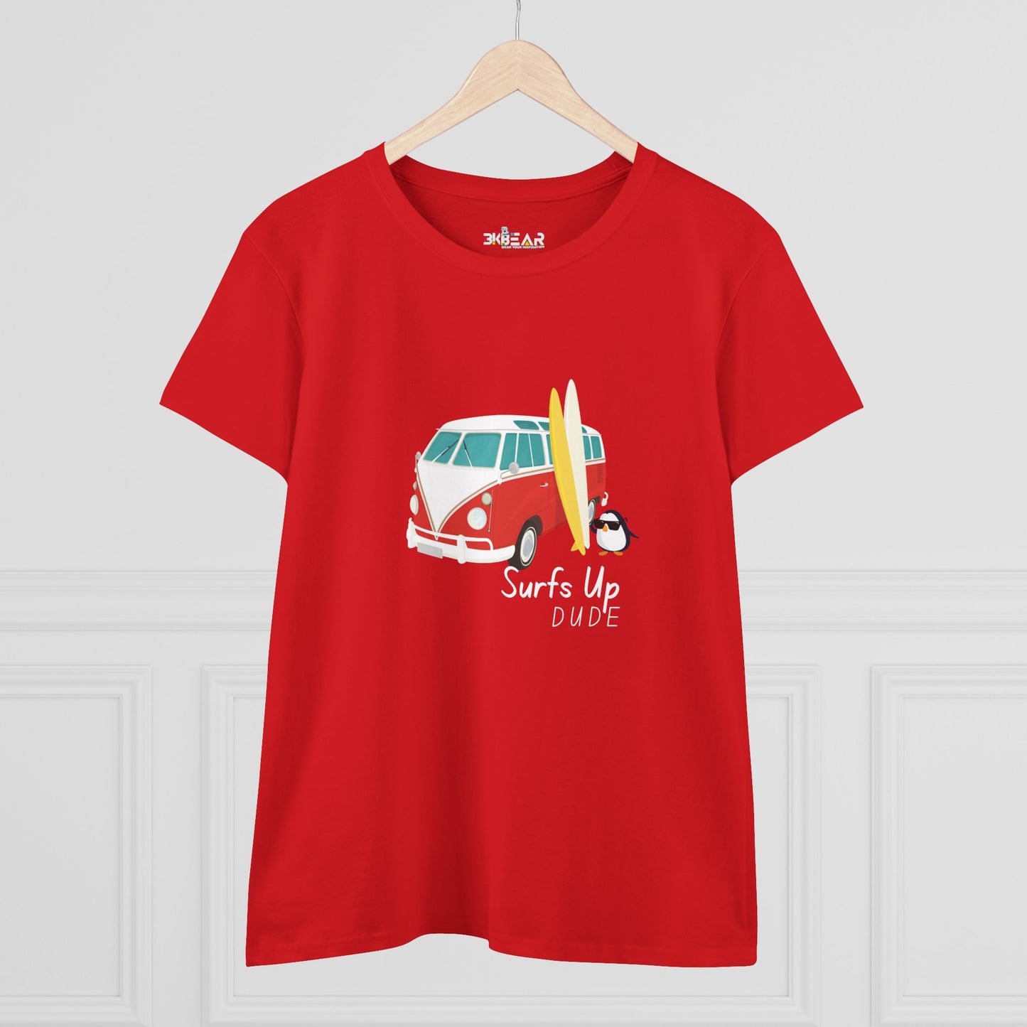 Surfs Up Dude. Women's Midweight Cotton Tee