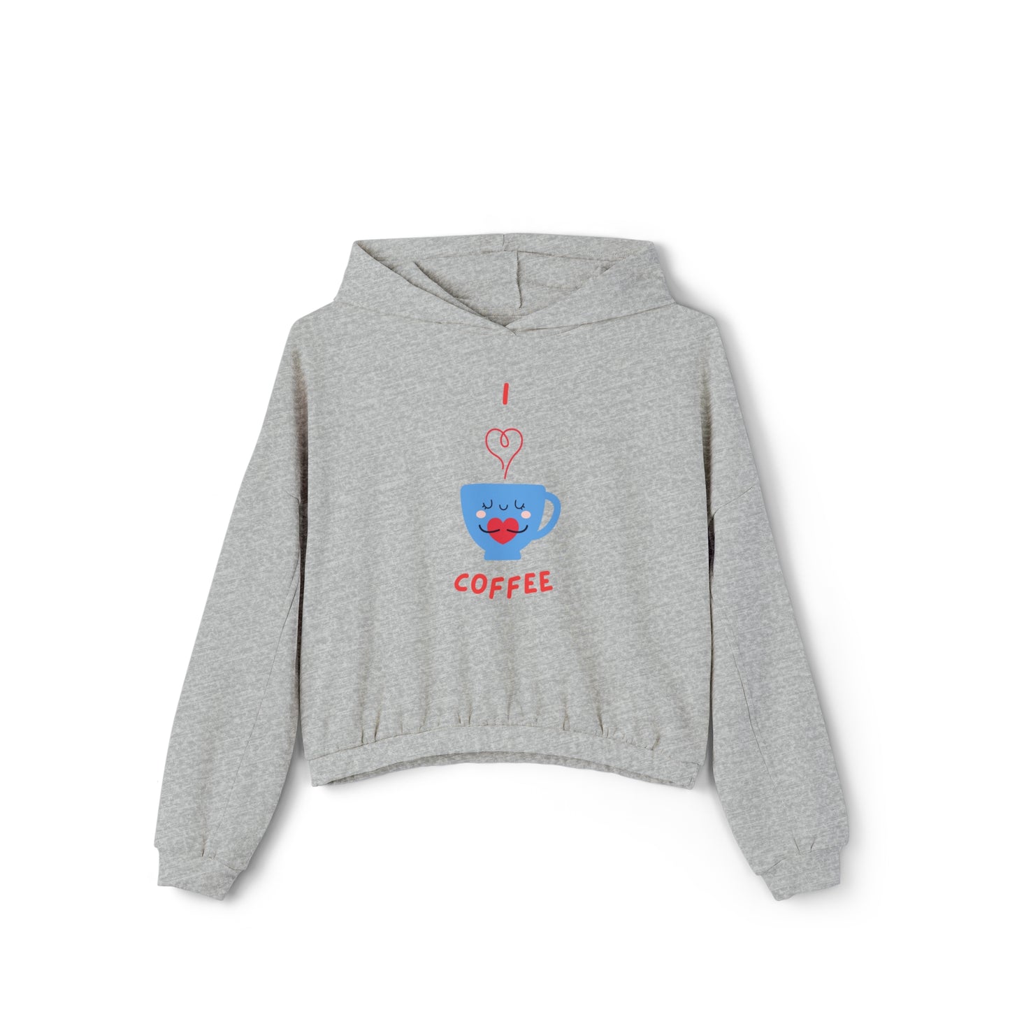 I Love Coffee Heart Cup.  Women's Cinched Bottom Hoodie