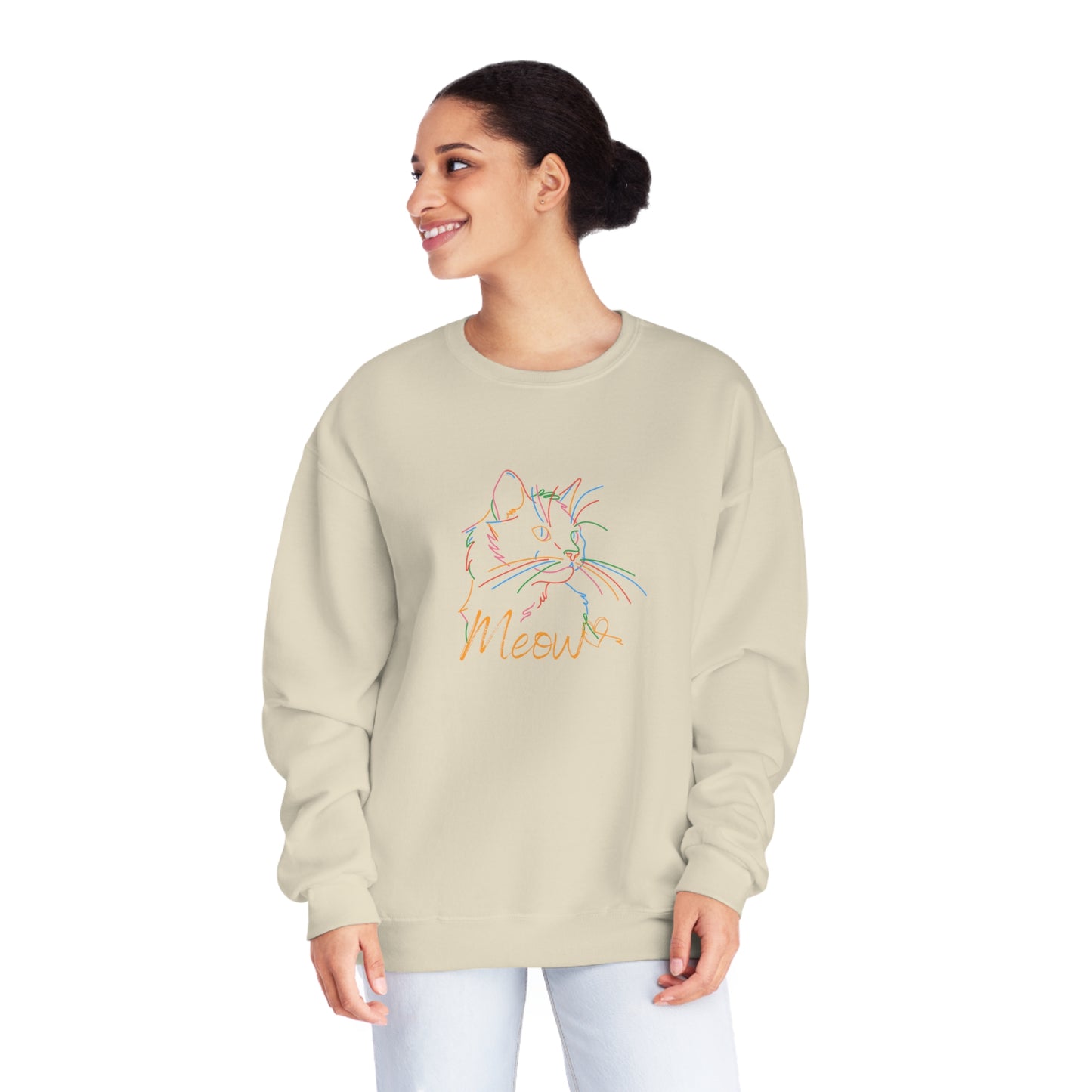 Meow. Cat with purrty color outlines. Unisex NuBlend® Crewneck Sweatshirt