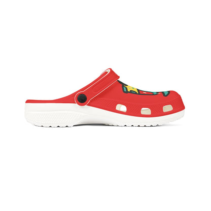 Red Summer Vibing Van Rubber Clogs For Men