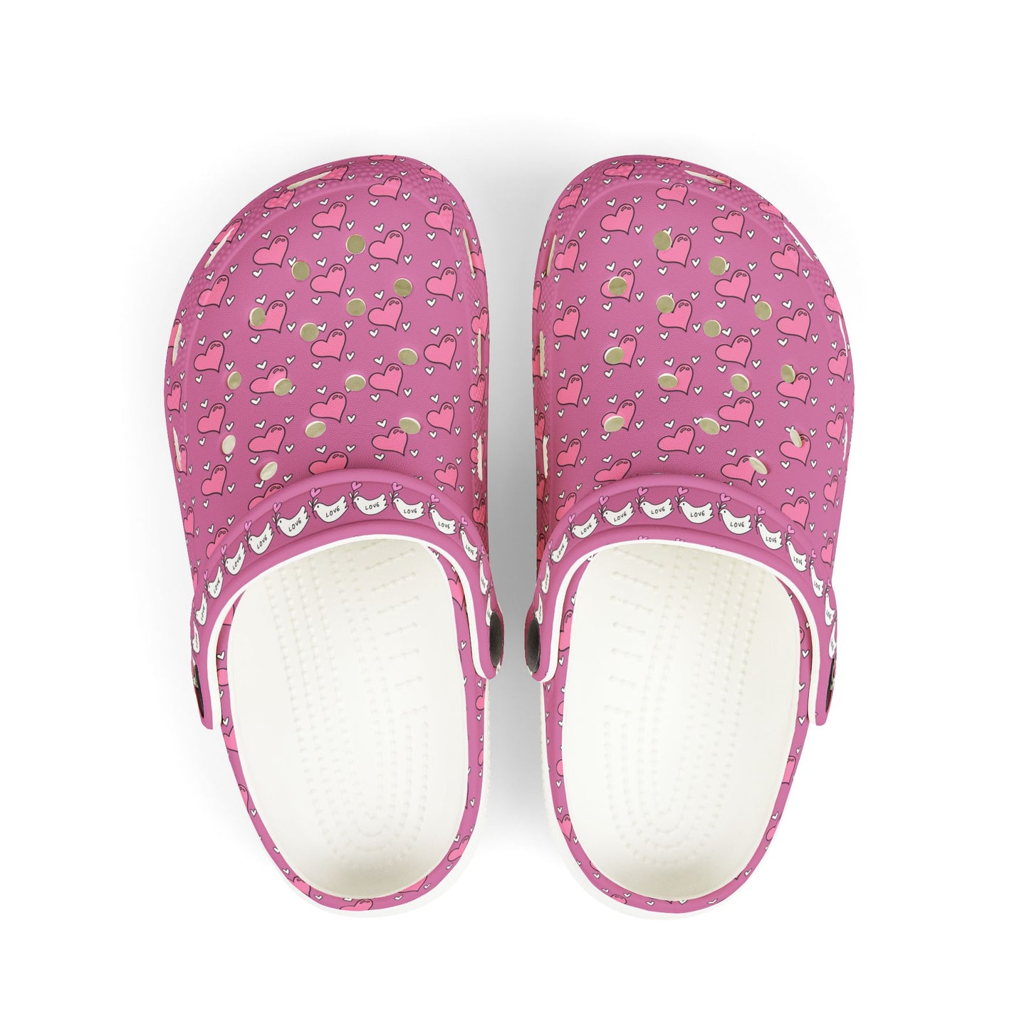 To cute Heart Icon Rubber Clogs for Girls- Pink