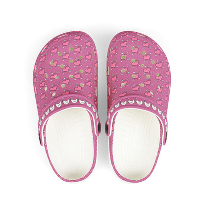 To cute Heart Icon Rubber Clogs for Girls- Pink