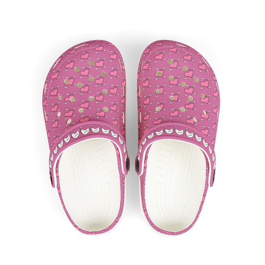 To cute Heart Icon Rubber Clogs for Girls- Pink