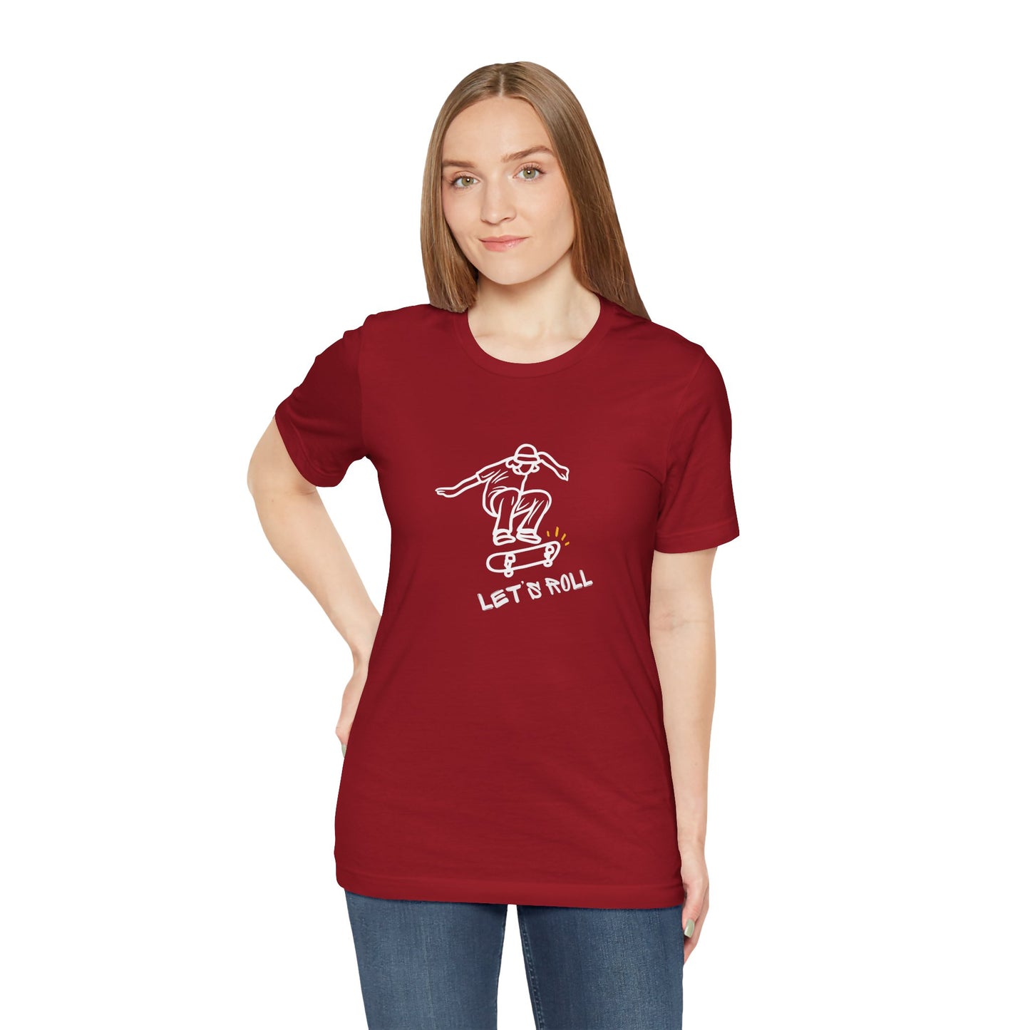 Let's Roll Skateboarder. Unisex Jersey Short Sleeve Tee