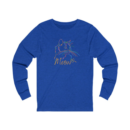 Meow. Cat with purrty color outlines. Unisex Jersey Long Sleeve Tee.