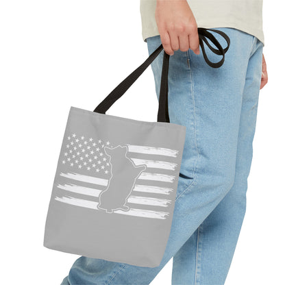 Charlie The American Flag Dog. Gray Tote Bag