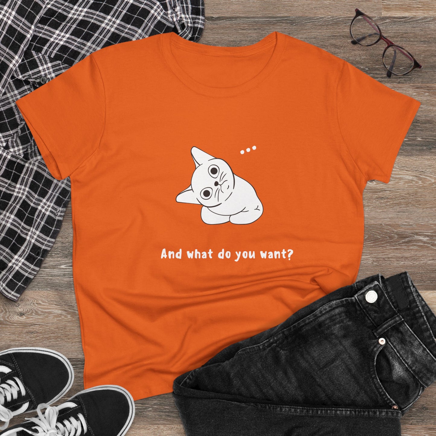 Vexing Cat Wondering What You Want. Women's Midweight Cotton Tee