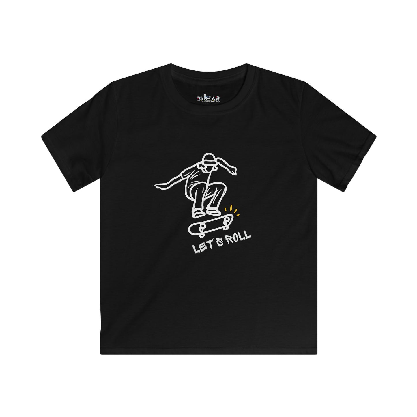 Let's Roll Skateboarder. Kids Softstyle Tee