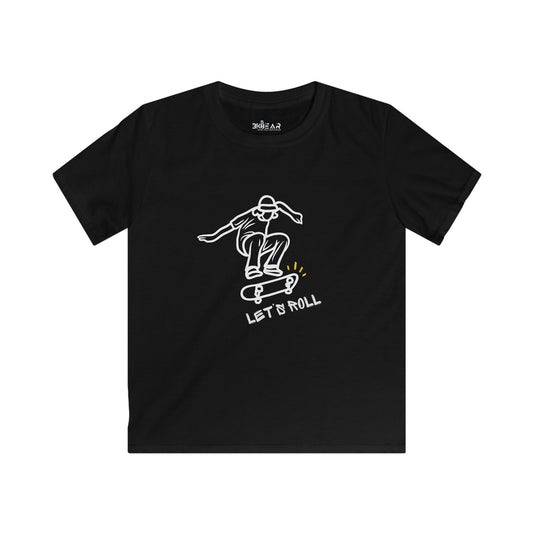 Let's Roll Skateboarder. Kids Softstyle Tee