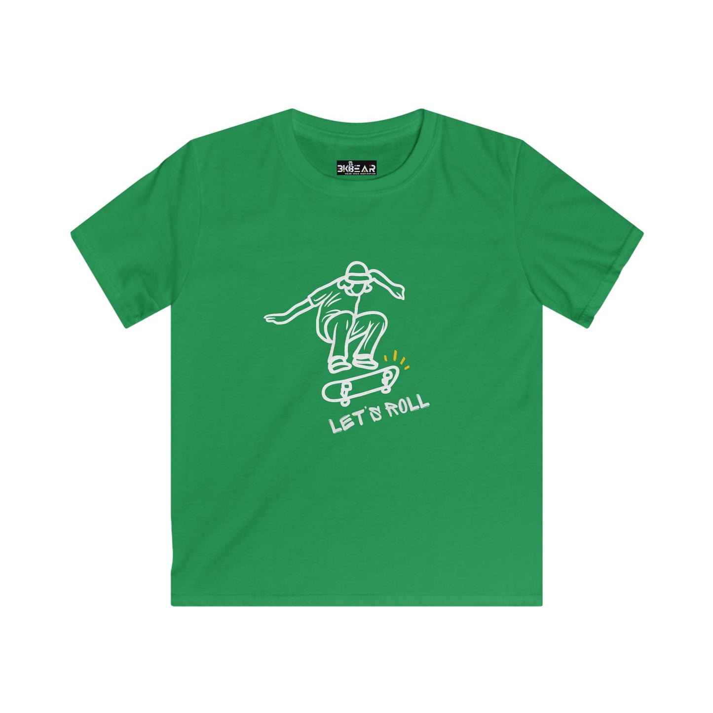 Let's Roll Skateboarder. Kids Softstyle Tee