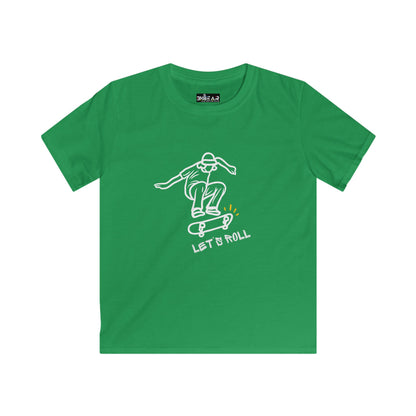 Let's Roll Skateboarder. Kids Softstyle Tee