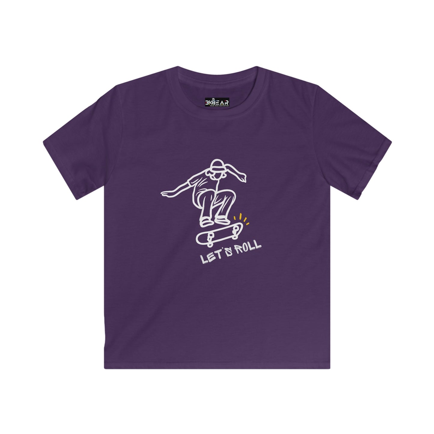 Let's Roll Skateboarder. Kids Softstyle Tee