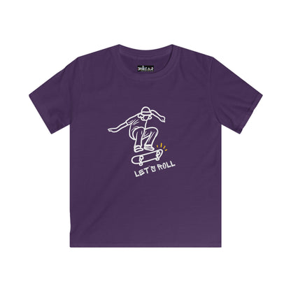 Let's Roll Skateboarder. Kids Softstyle Tee