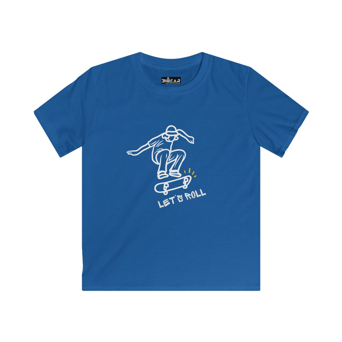 Let's Roll Skateboarder. Kids Softstyle Tee