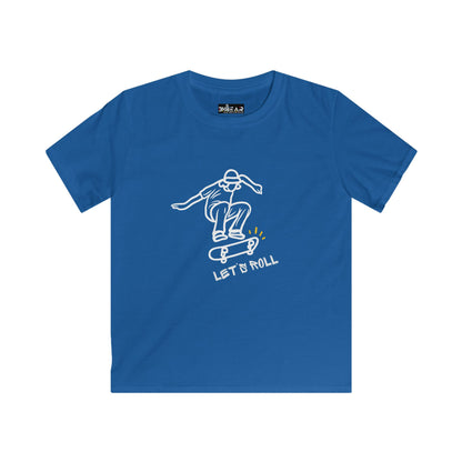 Let's Roll Skateboarder. Kids Softstyle Tee