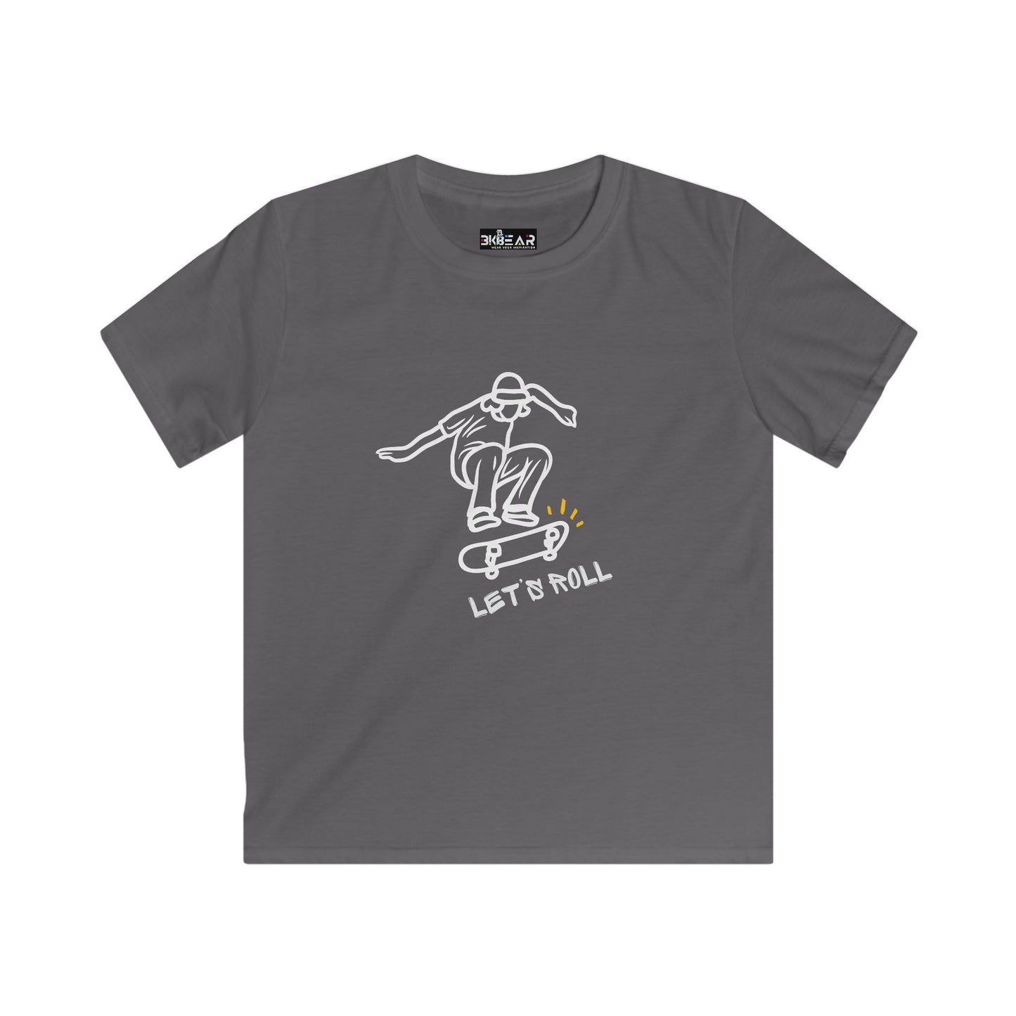 Let's Roll Skateboarder. Kids Softstyle Tee