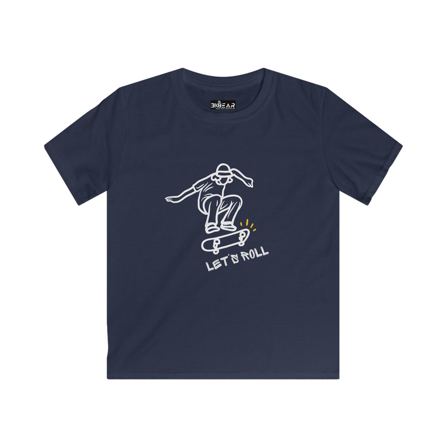 Let's Roll Skateboarder. Kids Softstyle Tee