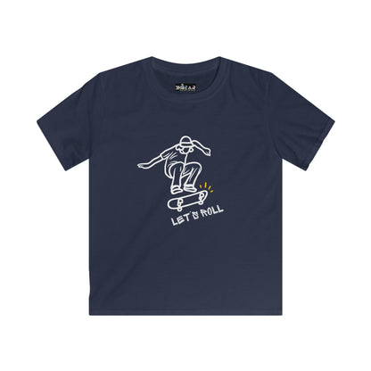 Let's Roll Skateboarder. Kids Softstyle Tee