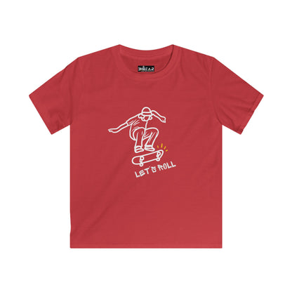 Let's Roll Skateboarder. Kids Softstyle Tee