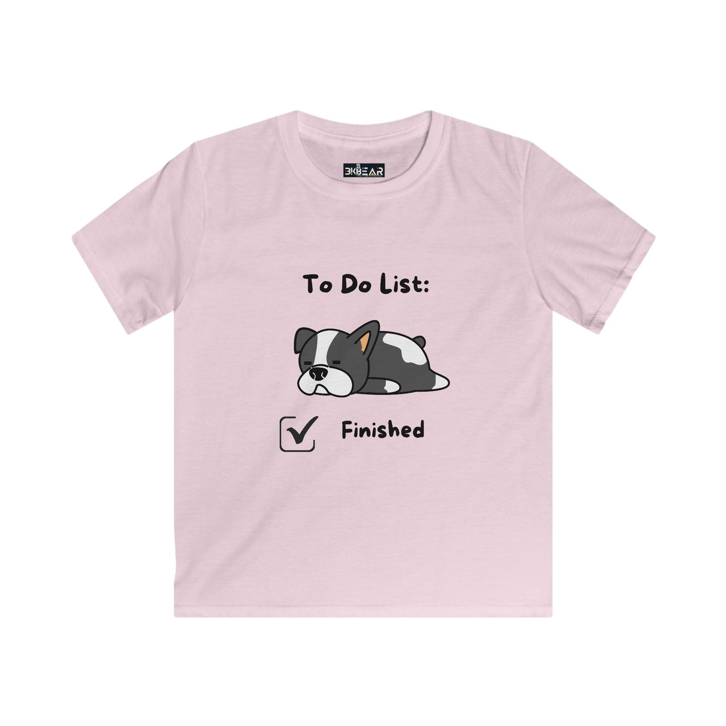 Pink Printify kids to do list shirt kids with cute sleeping dog and finished checkbox design