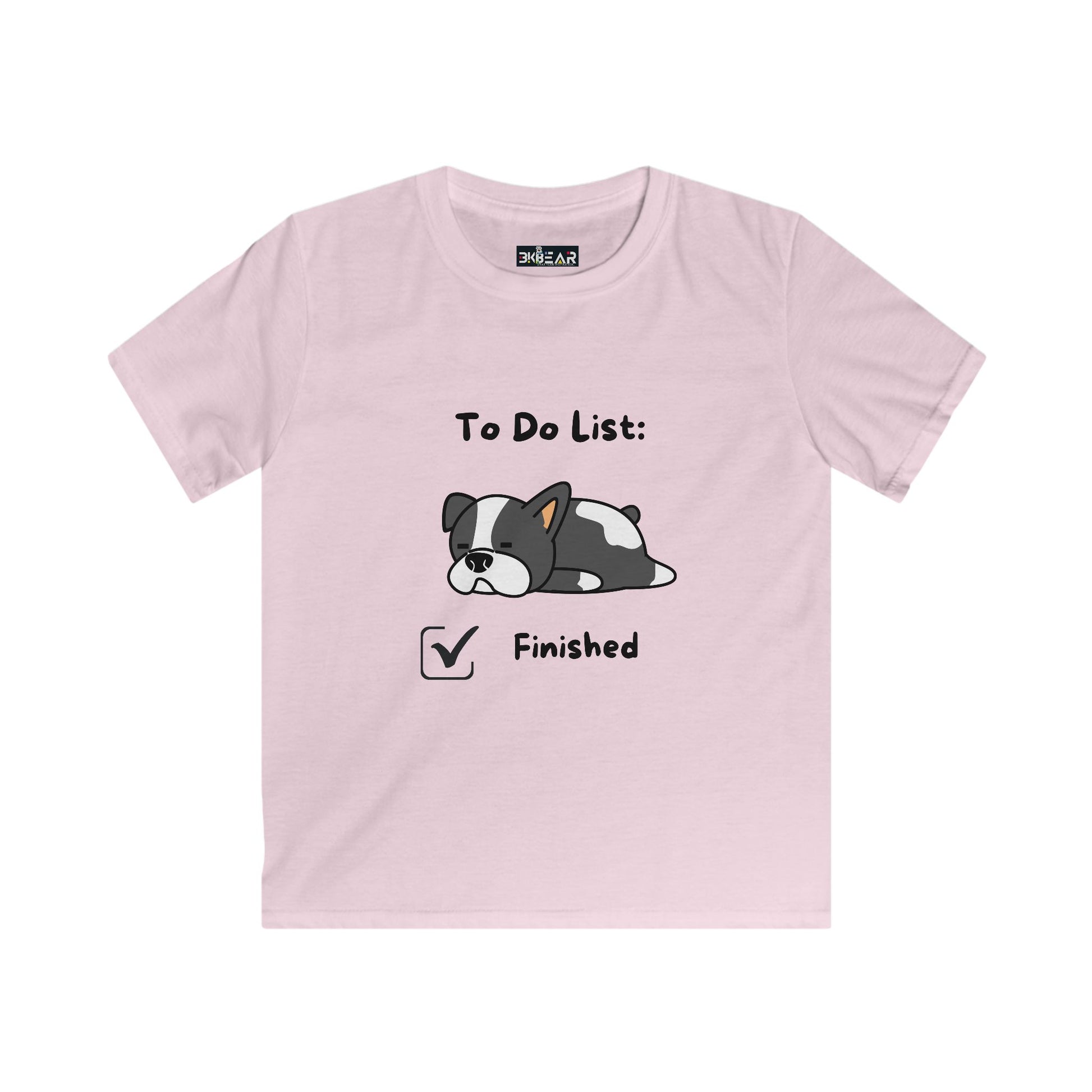 Pink Printify kids to do list shirt kids with cute sleeping dog and finished checkbox design