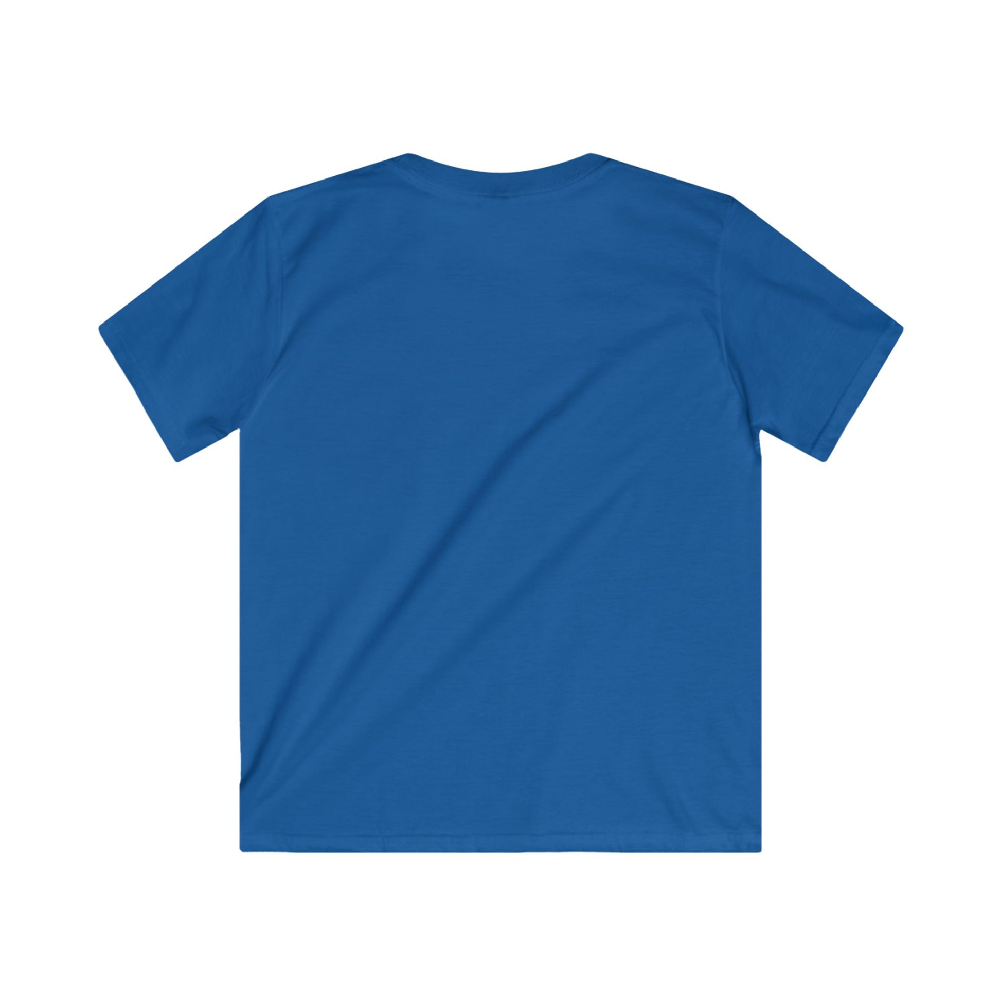 Blue plain penguin kids shirt by Printify with short sleeves and crew neck for children