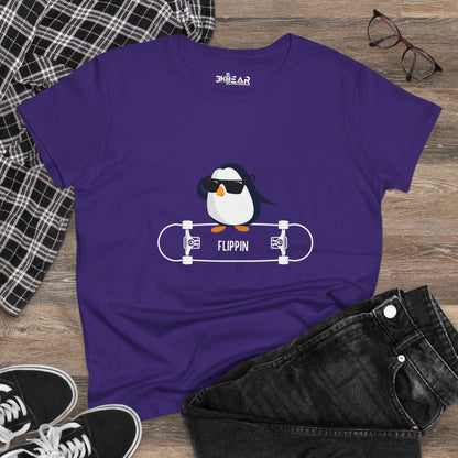 Purple Adélie penguin tee with cool penguin on skateboard graphic by Printify