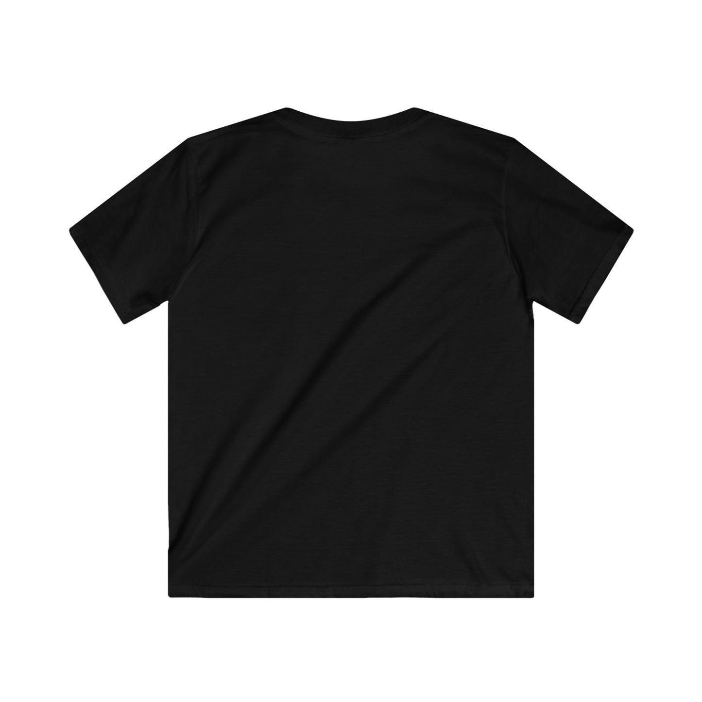 Black kids t-shirt back view plain short sleeve cat lover graphic tee kids by Printify