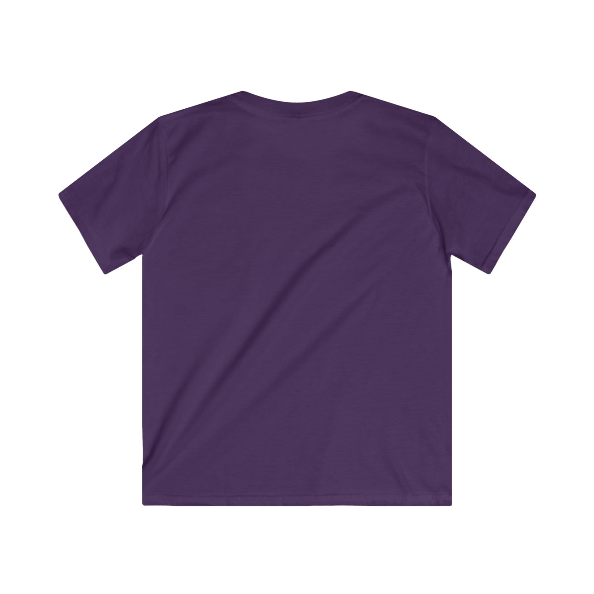 Back view of plain purple cat lover graphic tee kids by Printify for casual wear