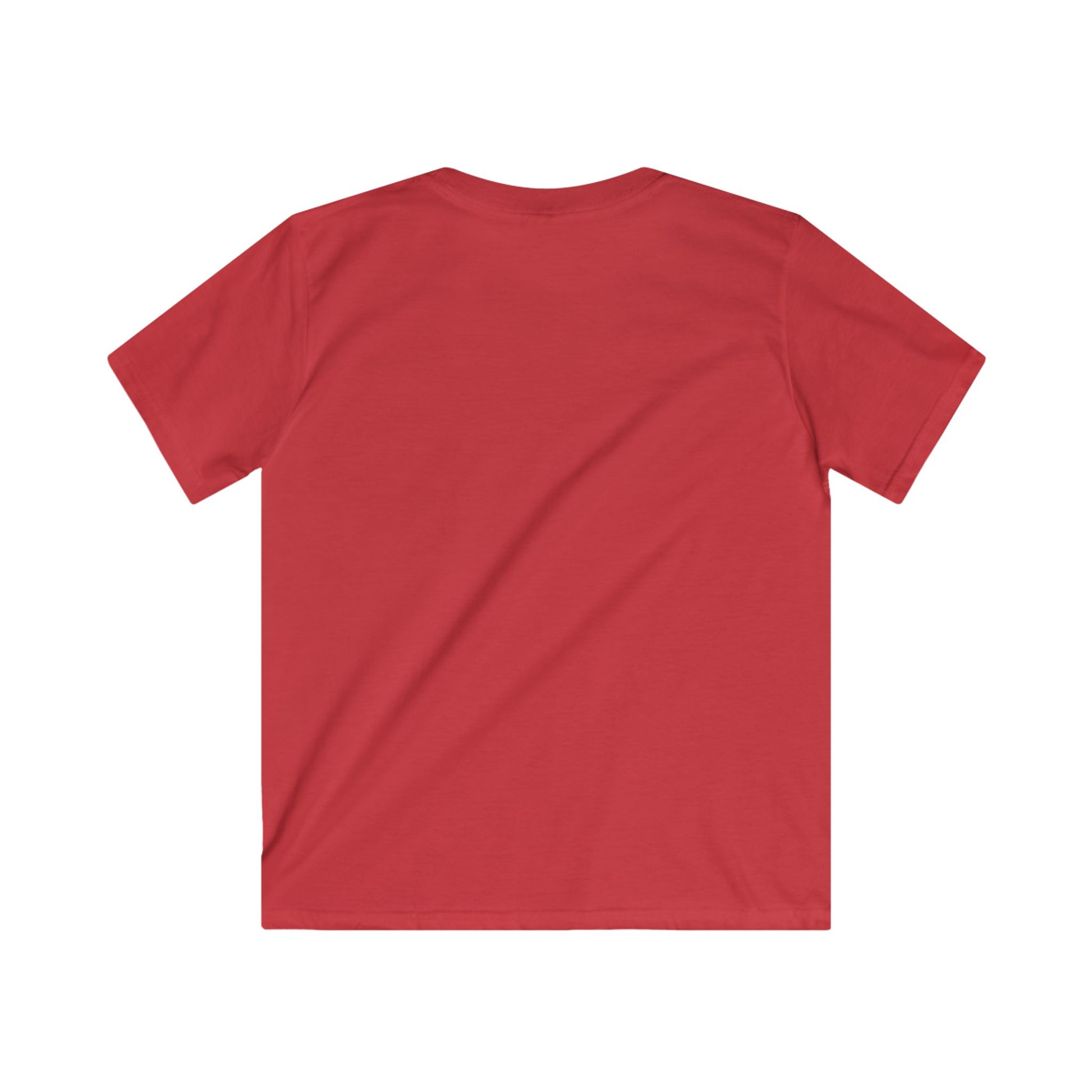 Red plain kids t-shirt by Printify shown from the back for cat lover graphic tee kids