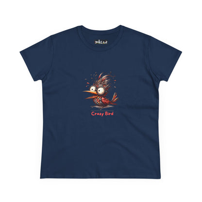 Navy funny bird shirt women with a colorful crazy bird graphic from Printify