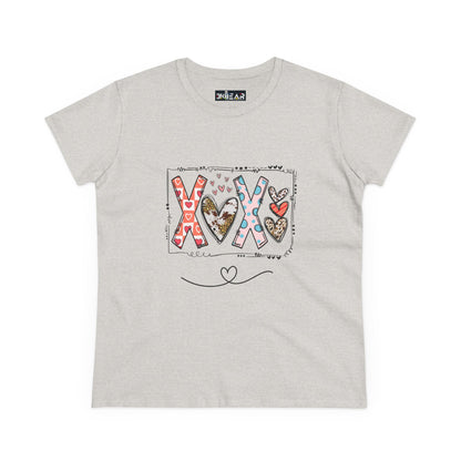 Printify sign of love shirt light gray with colorful heart and XOX design for romantic style