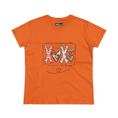Orange Printify T-shirt with colorful XOX heart design sign of love shirt