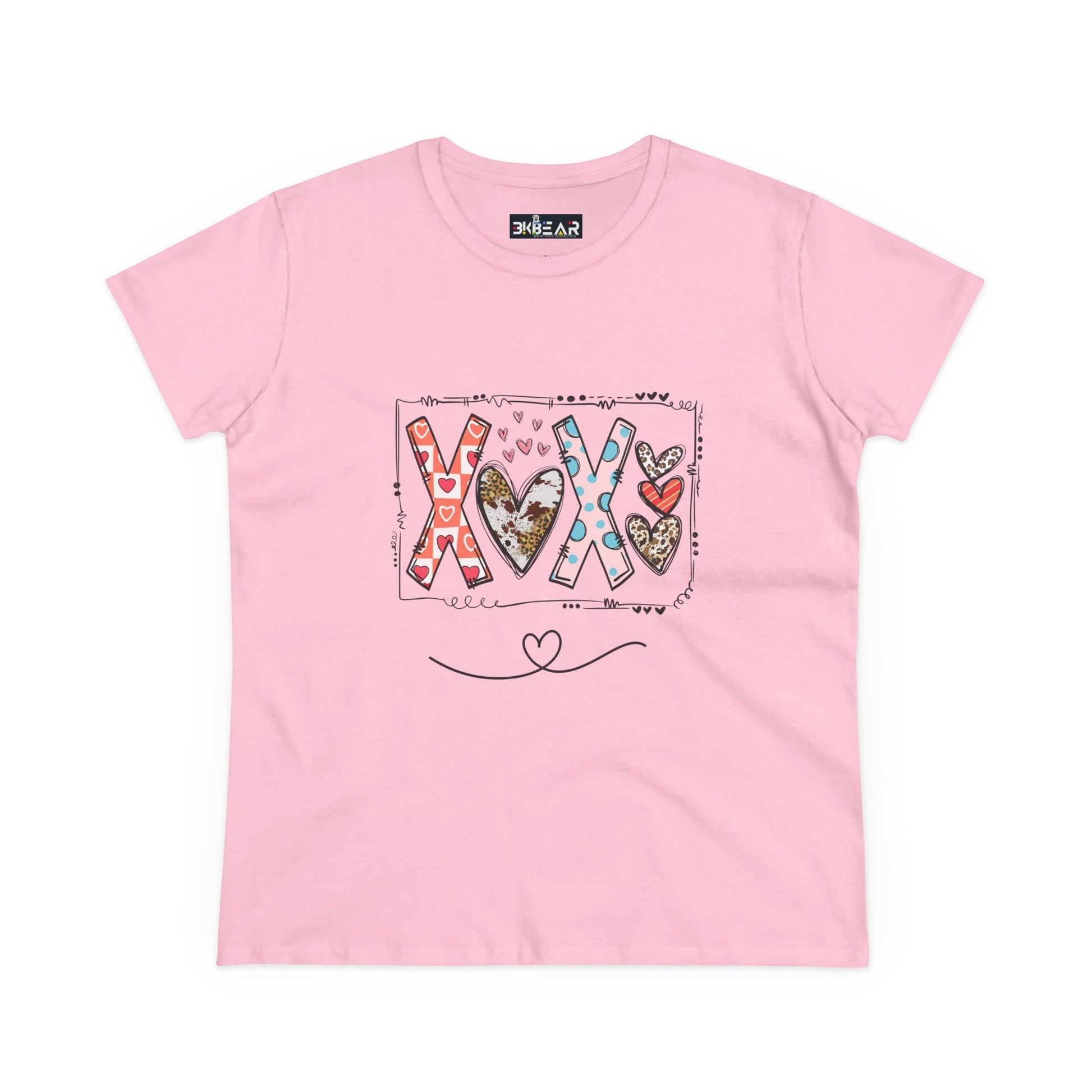 Pink sign of love shirt with colorful heart and love-themed graphic design by Printify