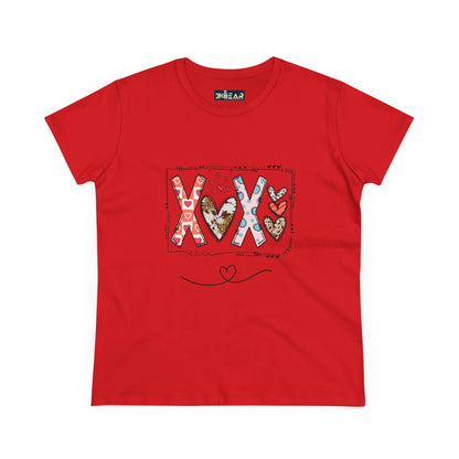 Red sign of love shirt with playful XOX hearts and decorative design from Printify