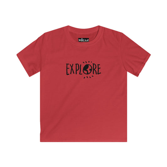 Red kids t shirt from Printify with Explore design inspirational t shirts for kids