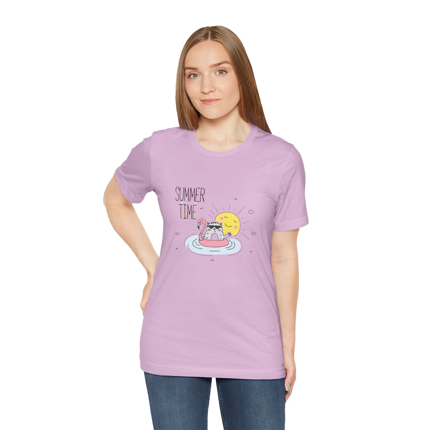 Jingles The Summertime Cat.  Women's Unisex Jersey Short Sleeve Tee