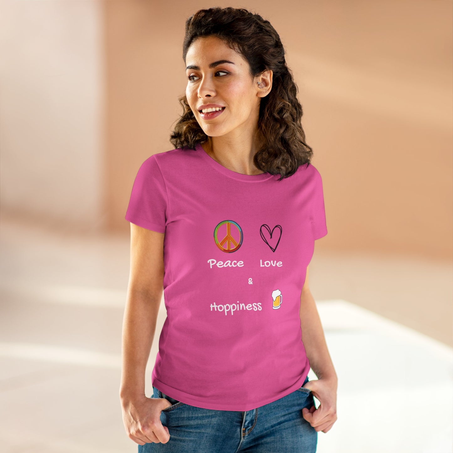 Peace, Love and Hoppiness. Women's Midweight Cotton Tee