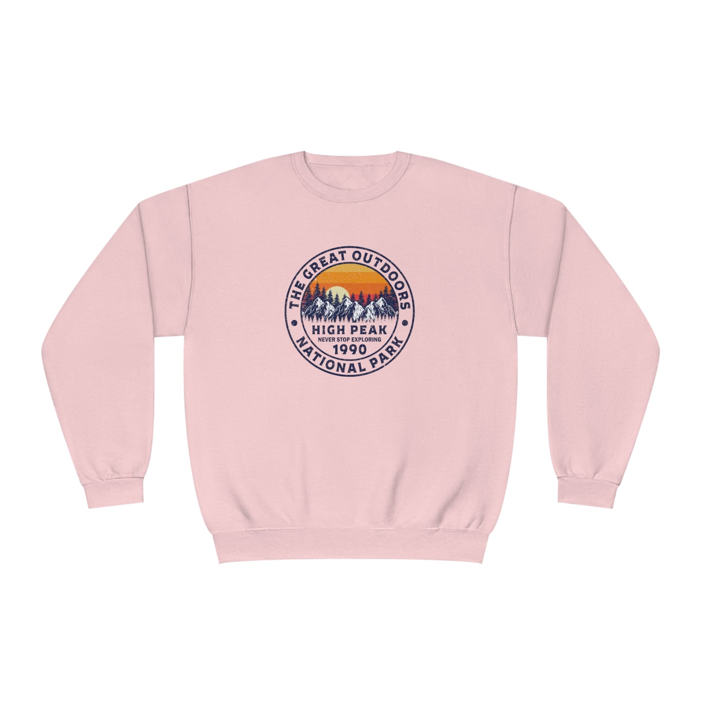 Never Stop Exploring. High Peak National Park. Unisex NuBlend® Crewneck Sweatshirt