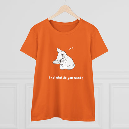 Vexing Cat Wondering What You Want. Women's Midweight Cotton Tee