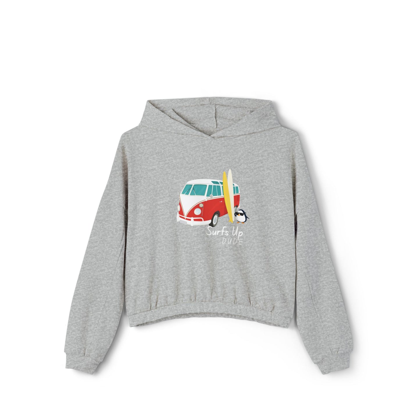Surf's Up Dude. Women's Cinched Bottom Hoodie