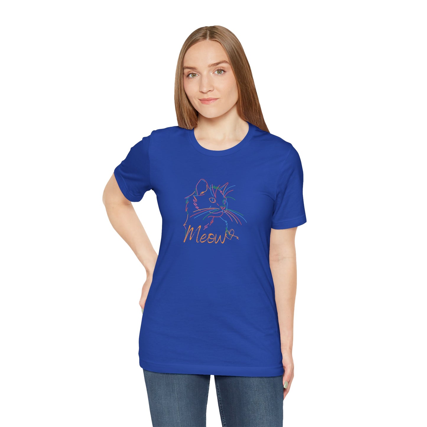 Meow. Cat with purrty color outlines. Unisex Jersey Short Sleeve Tee